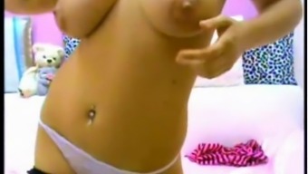 Busty Brazilian babe stripping & teasing on cam
