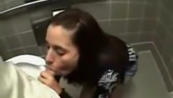 Sexy girlfriend fucked in a public toilet