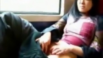 Hot and horny Bitch is getting naked in a public bus.