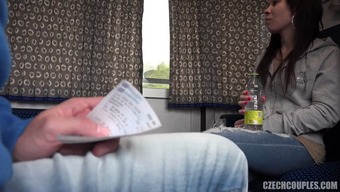 Two fabulous Czech teens get fucked on a train