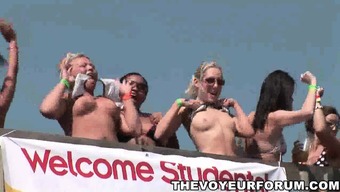 College babes flashing on the beach during spring break