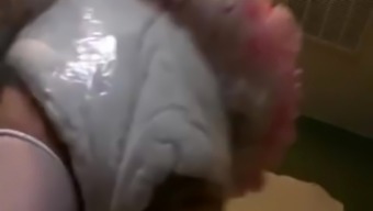 Adultbaby sissy crossdresser pissing in diapers and cumming hard