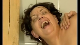 Brunette busty old mom gets big cock fucked by younger guy
