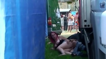Drunk punks caught copulating outdoors behind two trucks