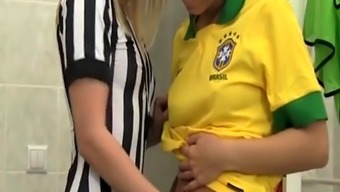 Teen live xxx Brazilian player smashing the referee