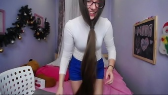 Fantastic Long Haired Teen Hairplay, Hairbrush, Hairstyle