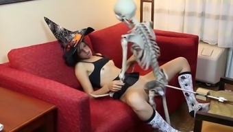 Halloween Costume, Teen, Skeleton, Dildo, Fucking Machine