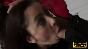 British cum swallowing MILF roughly throated