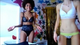 Threesome With Afro And Euro Skinny Teens