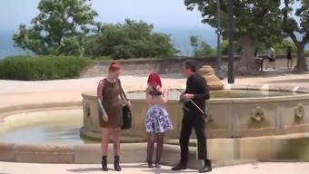 Bare ass redhead humiliated in public