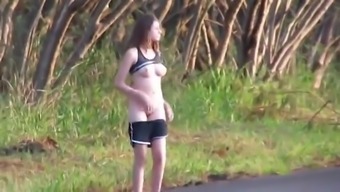 Public nudity - nude on the road