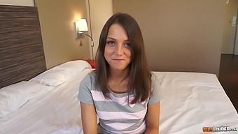 Skinny brunette in a deep anal casting session - Foxy Di