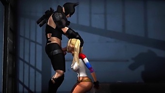 Batman bangs a horny cuffed Harley Quinn in jail