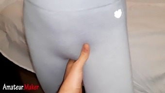 My little sister asking me to CUM ON HER YOGA LEGGINGS.... I can't say no !!!