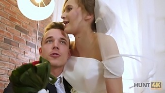 Cuckold groom watches slutty bride riding his best friend on top