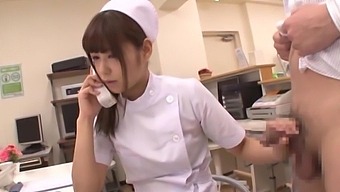 Asian nurse blows horny man's dick before getting laid