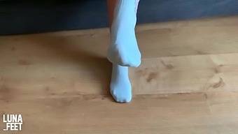 Sexy Girl Tries Her New Pretty White Sport Socks
