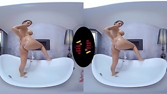 Nelly' Explosive Orgasm - Big Fake Tits Solo Masturbation in the Shower and on the Couch