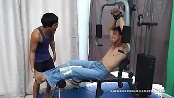 If you love male foot tickling, youll love this one! Cute Asian boy Argie comes to exercise at the gym with his trainer. The gym trainer convinces Argie that he must be secured at the gym for this vigorous leg workout.