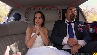 Big tits Latina bride gets wild in the back of the limo