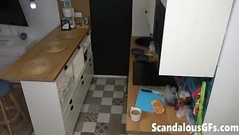 Secretly recording my blonde girlfriend's sexy kitchen antics