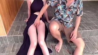 Outdoor upskirt action with a Thai model
