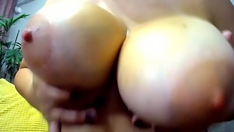 Gigantic Boobs Latina Take Off Bra And Exfoliate Breast With Generous Nauturals Puffy Nipples