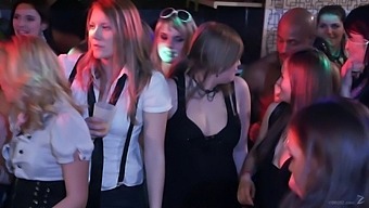Orgy at a club: Alexis Crystal and her friends engage in hardcore group sex