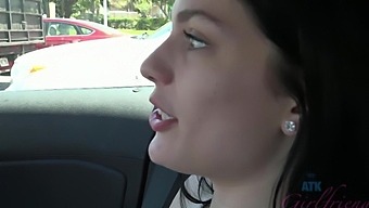 POV video of Sadie Blake fingering herself in the car with longhair