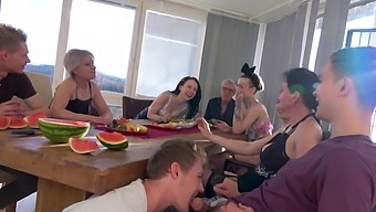 Bianca M and other women engage in a group sex with bisexual men