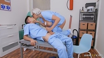 Mature nurse gets a rough blowjob from a young boy in HD