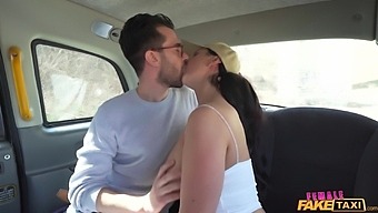 Hardcore Blowjob and Fuck from Behind in a Taxi with a Hot Brunette Girl