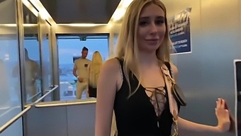 Celebrity Blowjob: A hot blonde flashes her pussy in public before getting down and dirty