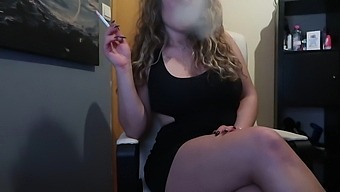 Amateur black babe in a smoking dress