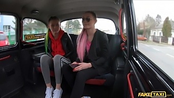 Big booty babes get naughty in the backseat of a taxi