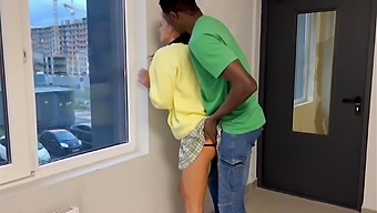 Black guy gives me a rough and wild fuck in the stairwell