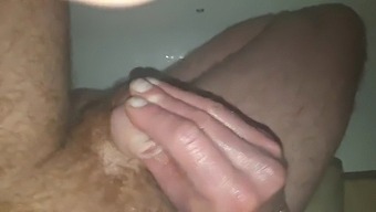 European gay man indulges in solo pissing and masturbation in the shower